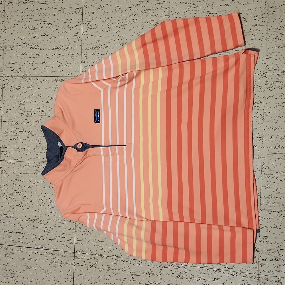 L.L. Bean Stripe 1/4 Button Down Lightweight Pullover Collar Sweater Vintage Y2K